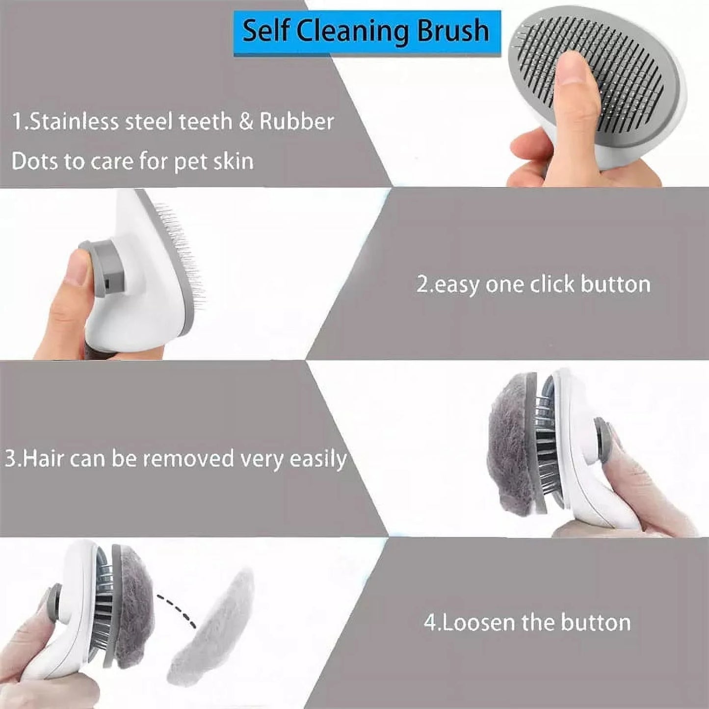 Cat & Dog Brush, Pet Grooming Slicker for Self Cleaning