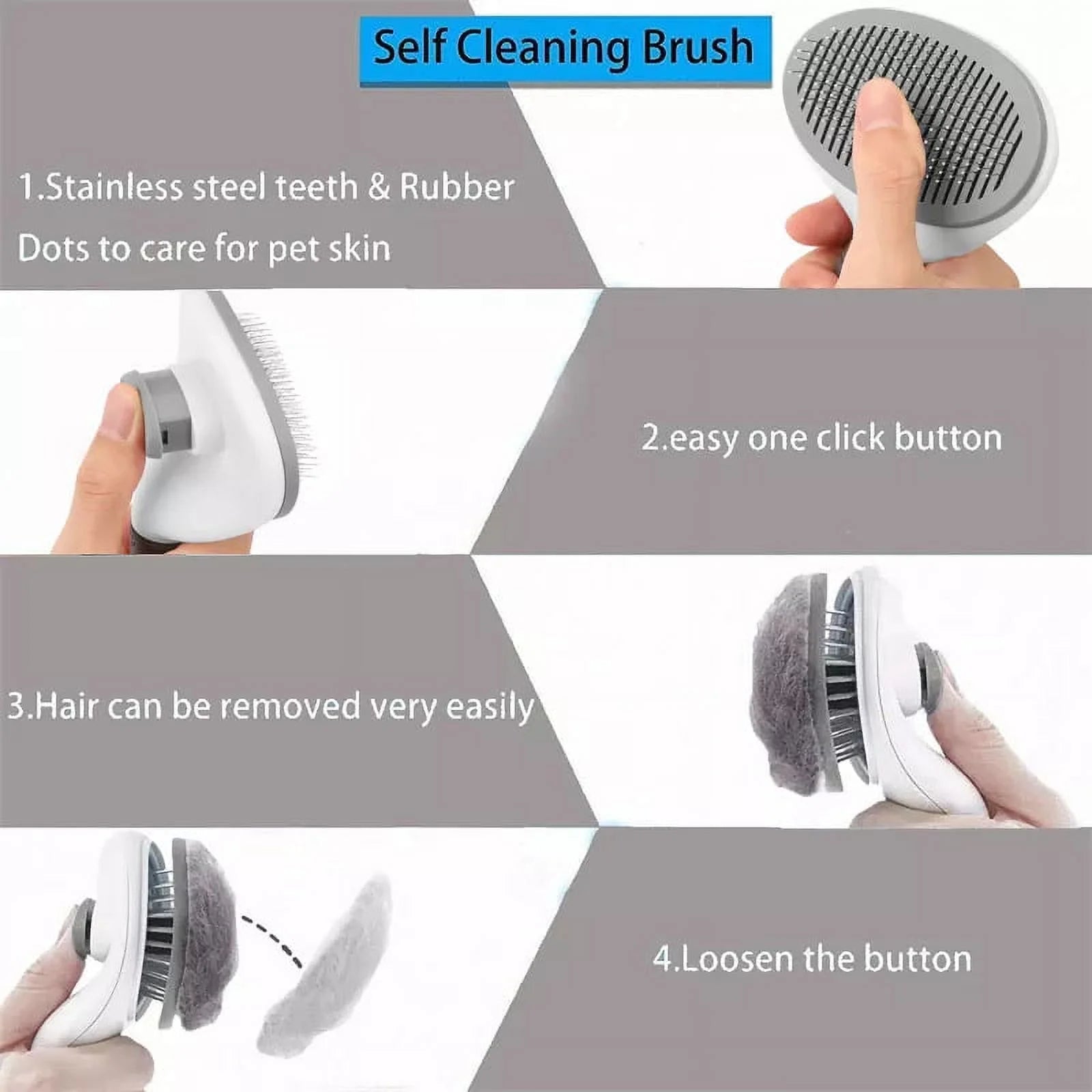 Cat & Dog Brush, Pet Grooming Slicker for Self Cleaning