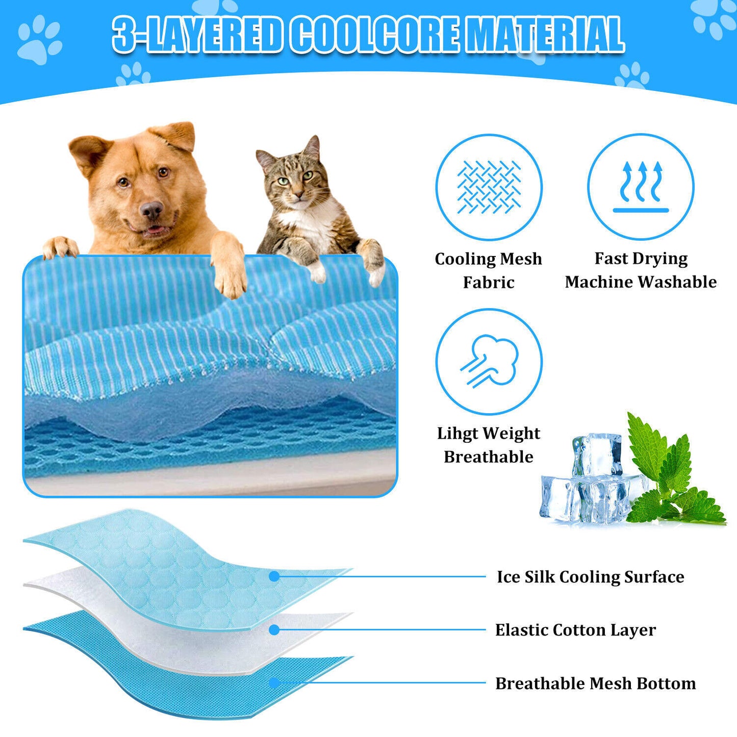 ❄️ Ultimate Pet Cooling Mat – Beat the Heat in Style!