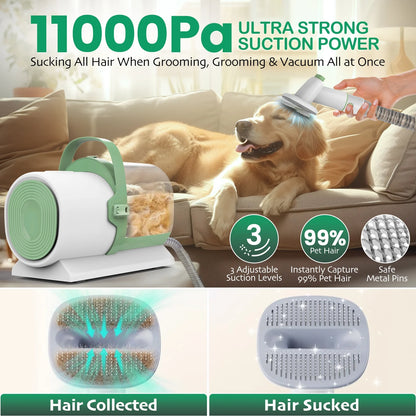 Dog Grooming Kit, 7 Grooming Tools, Pet Grooming Vacuum, Dog Clippers Kit, Low Noise, PG50 PLUS