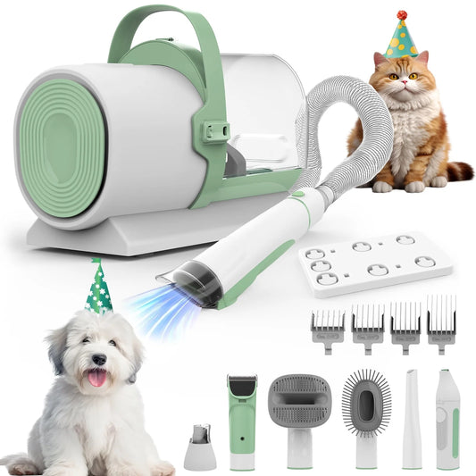 Dog Grooming Kit, 7 Grooming Tools, Pet Grooming Vacuum, Dog Clippers Kit, Low Noise, PG50 PLUS
